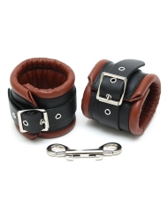 Menottes rembourrées en cuir brun - Rimba