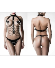 BDSM Harness set 3pces. - Grey Velvet 14503