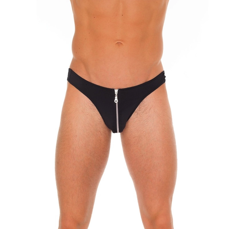 Sexy G-String mit zip (schwarz) - Rimba