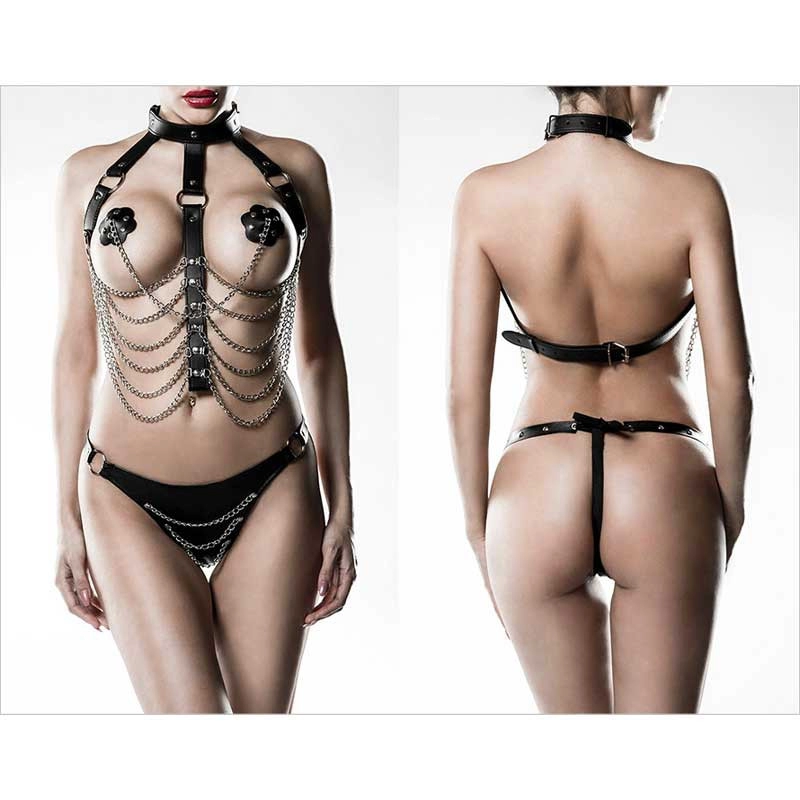 BDSM Harness set 3pces. - Grey Velvet 14503