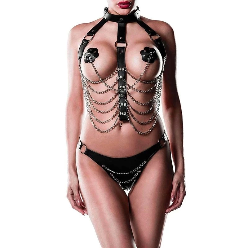 BDSM Harness set 3pces. - Grey Velvet 14503